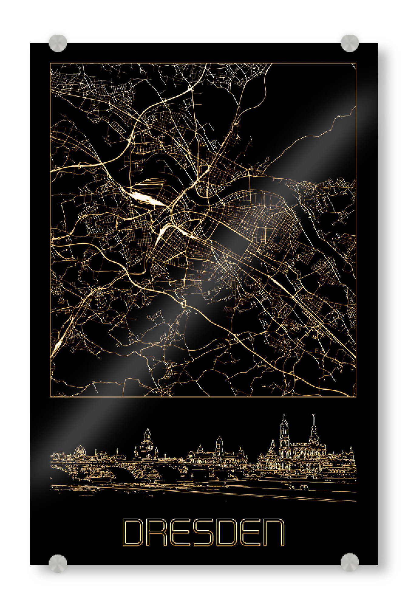 Acrylglasbild "Dresden in Gold" artboxONE - Städte,Städte / Dresden