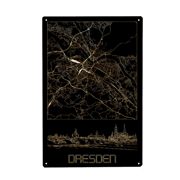 Holzbild "Dresden in Gold" artboxONE - Städte,Städte / Dresden