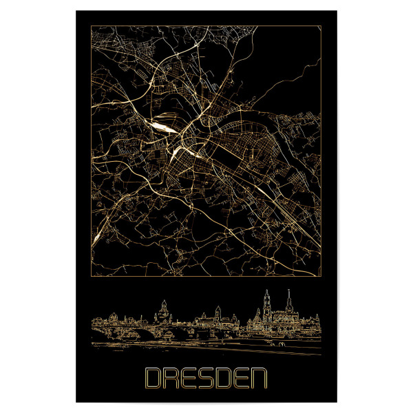 Poster "Dresden in Gold" artboxONE - Städte,Städte / Dresden