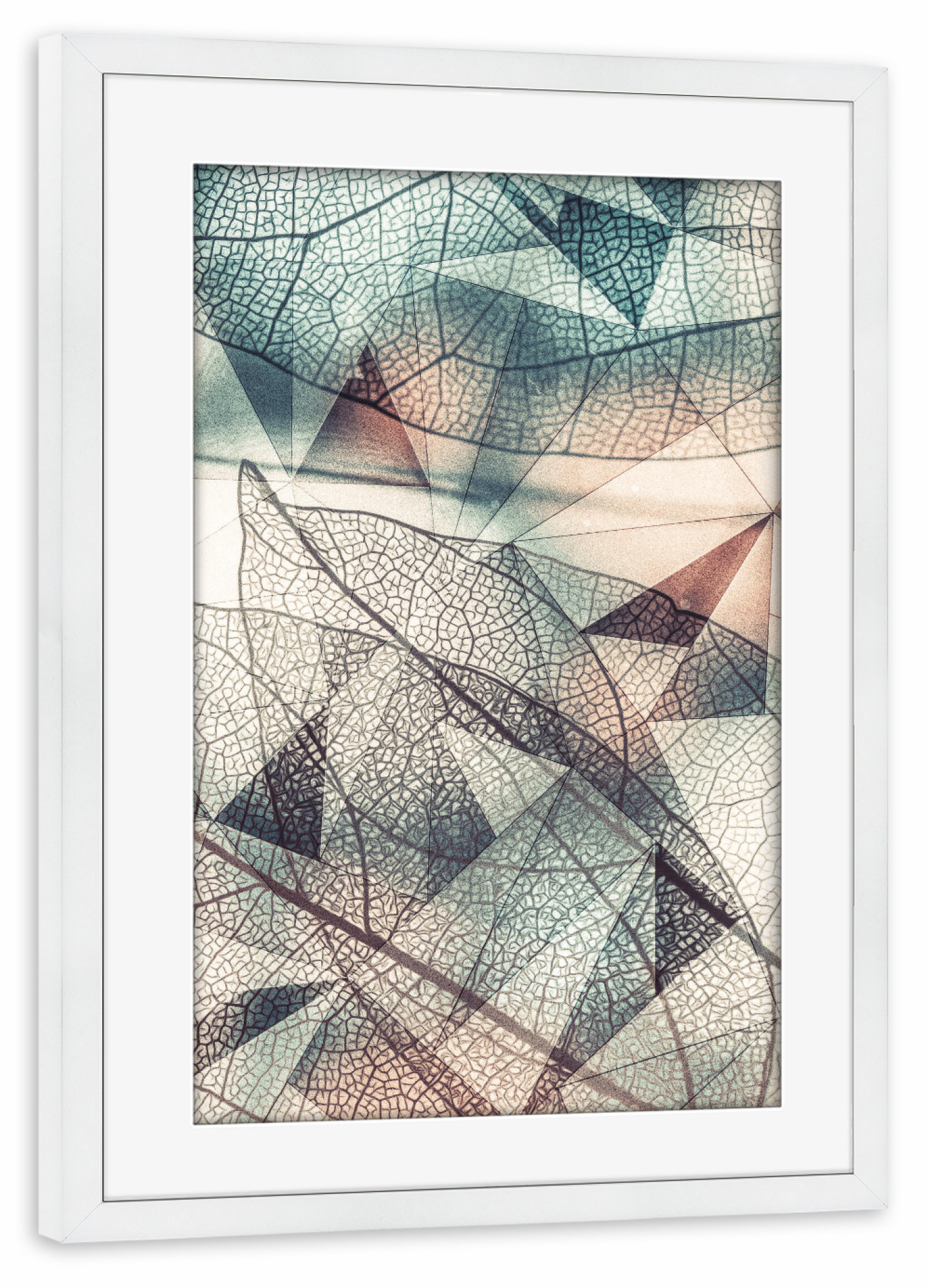 Poster mit Rahmen weiß "Geometric leaves in spring" artboxONE - Natur,Floral,Geometrie