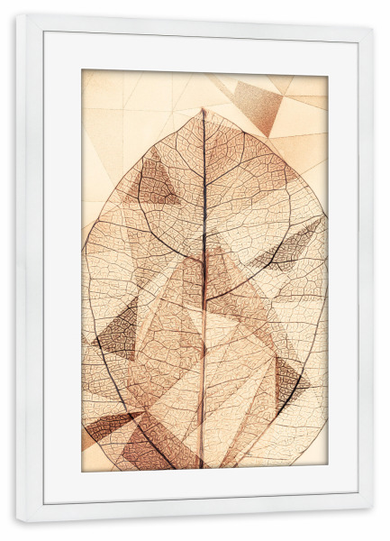 Poster mit Rahmen weiß "Geometric leave" artboxONE - Natur,Floral,Geometrie