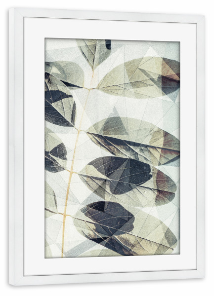 Poster mit Rahmen weiß "Geometric Spring leaves" artboxONE - Natur,Floral,Geometrie