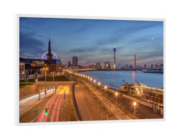 Poster mit weißem Rahmen "Rheinufertunnel Düsseldorf" artboxONE - Reise,Städte / Düsseldorf