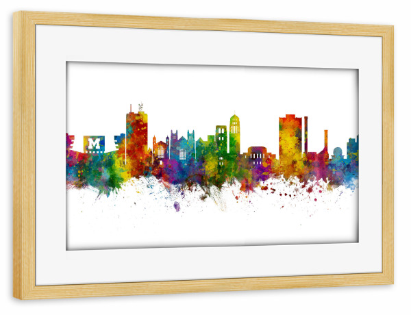 Poster mit Rahmen kiefer "Ann Arbor Michigan Skyline" artboxONE - Städte
