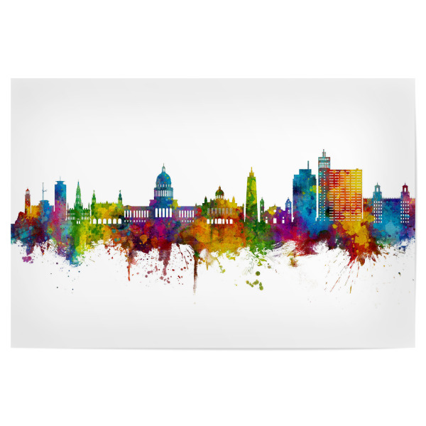 Poster "Havana Cuba Skyline" artboxONE - Städte - Havana,Cuba,Skyline,Cityscape,Stadtbild,Watercolor,City,Stadt,Colorful,Bunt