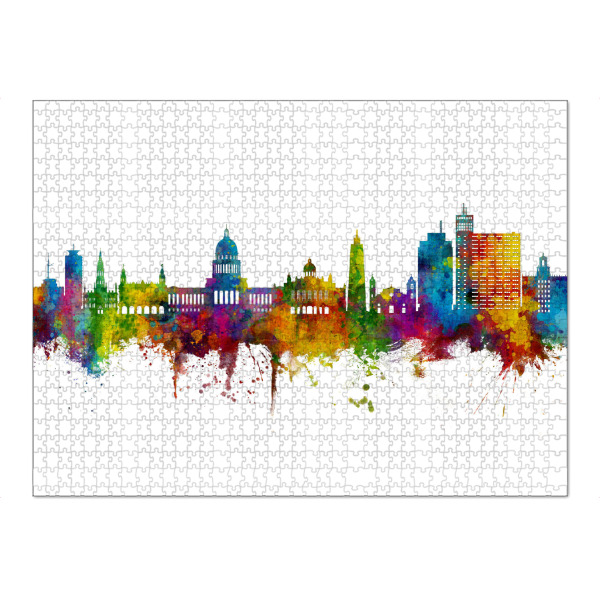 Puzzle Ravensburger "Havana Cuba Skyline" artboxONE - Städte - Havana,Cuba,Skyline,Cityscape,Stadtbild,Watercolor,City,Stadt,Colorful,Bunt
