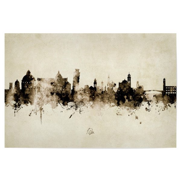 Poster "Pisa Italy Skyline Sepia" artboxONE - Städte - Pisa,Italy,Skyline,Cityscape,Italien,City,Stadt,Beige,Stadtbild,Watercolor,Painting