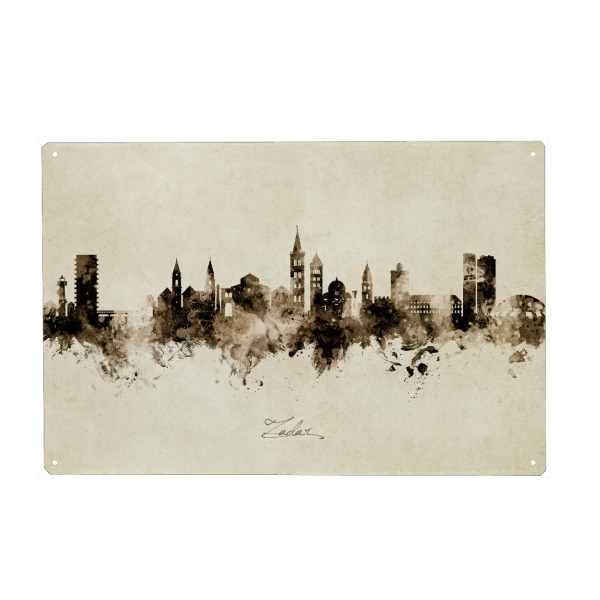 Holzbild "Zadar Croatia Skyline Sepia" artboxONE - Städte - Zadar,Croatia,Skyline,Cityscape,Stadtbild,Watercolor,City,Stadt,Beige,Kroatien