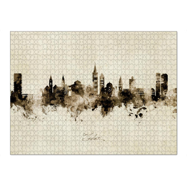 Puzzle Ravensburger "Zadar Croatia Skyline Sepia" artboxONE - Städte - Zadar,Croatia,Skyline,Cityscape,Stadtbild,Watercolor,City,Stadt,Beige,Kroatien