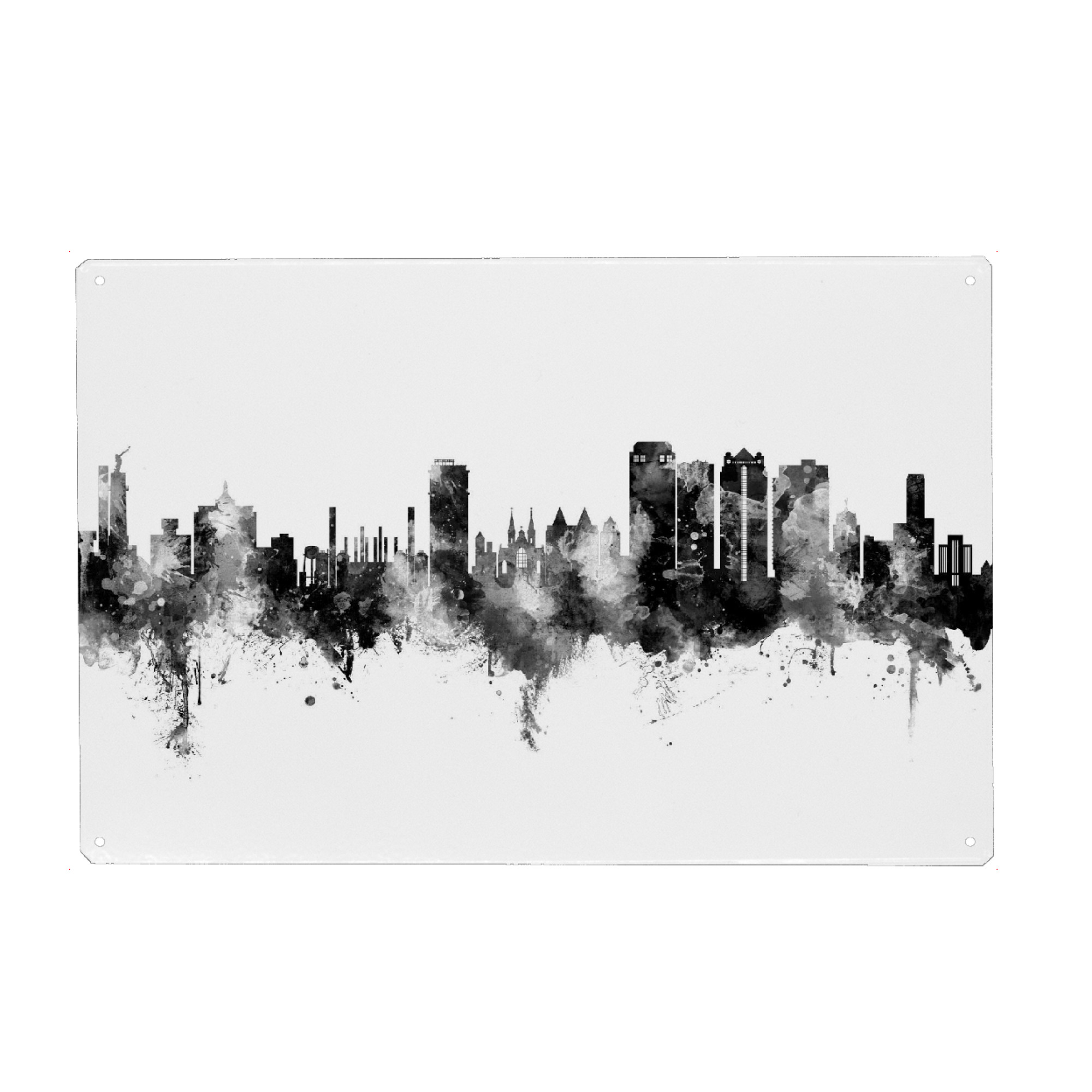 Metall Poster "Birmingham Alabama Skyline Black" artboxONE - Städte,Schwarzweiß