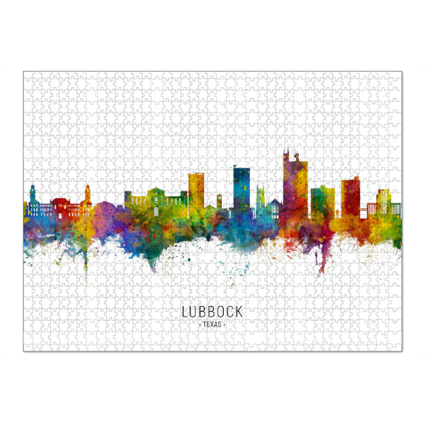 Puzzle Ravensburger "Lubbock Texas Skyline txt" artboxONE - Städte