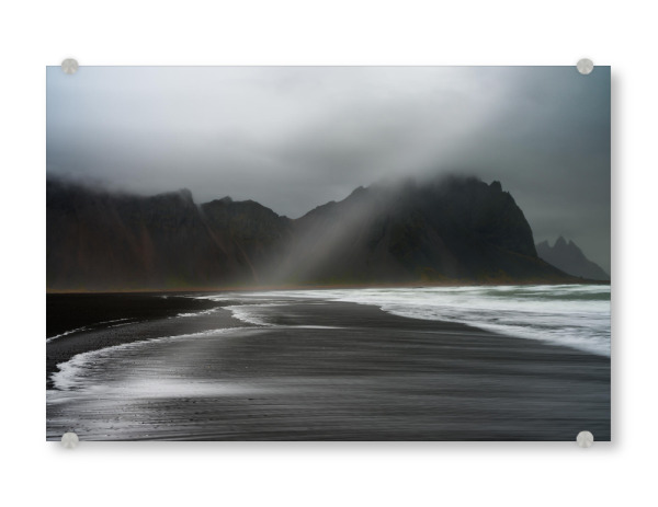 Acrylglasbild "Stokksnes" artboxONE - Natur,Schwarzweiß