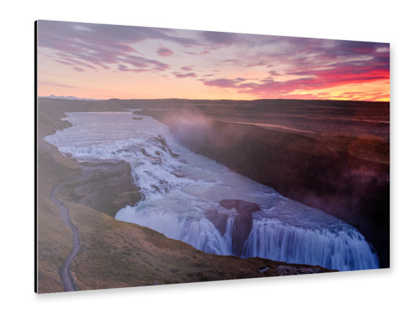 Alu-Dibond "Gullfoss sunrise" 30x20 cm artboxONE