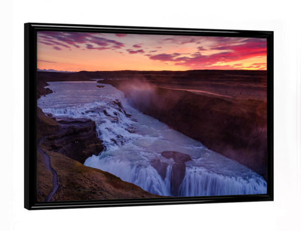 Poster mit schwarzem Rahmen "Gullfoss sunrise" artboxONE - Natur