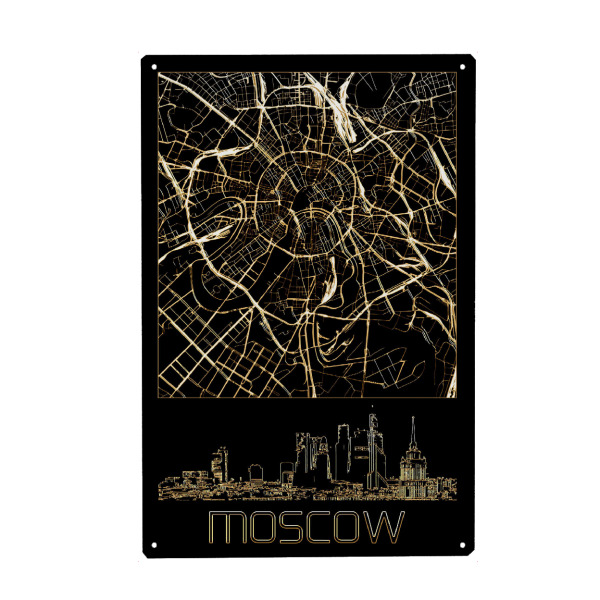 Metall Poster "Moskau in Gold" artboxONE - Städte