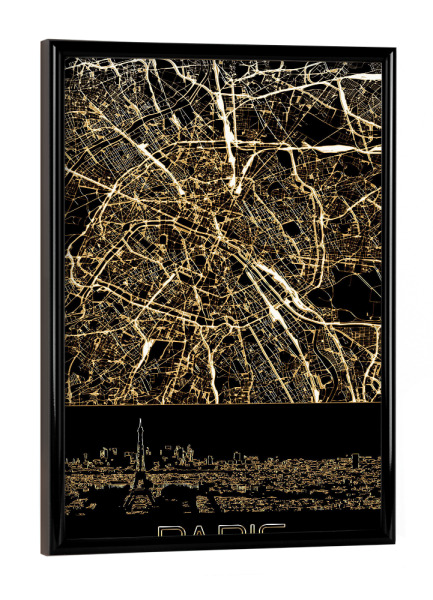 Poster mit schwarzem Rahmen "Paris in Gold" artboxONE - Städte / Paris