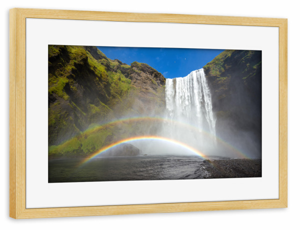 Poster mit Rahmen kiefer "Skogarfoss Rainbow" artboxONE - Natur,Reise