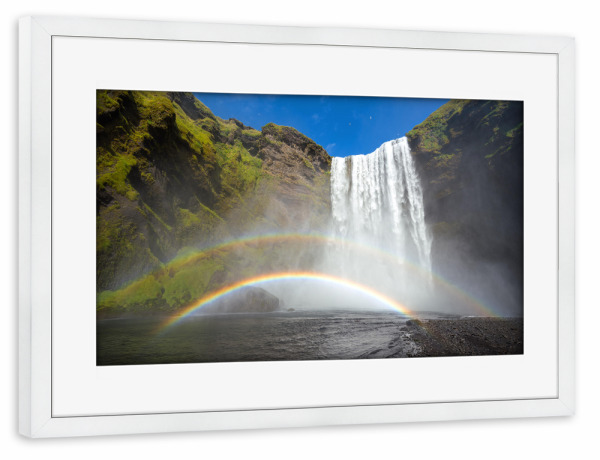 Poster mit Rahmen weiß "Skogarfoss Rainbow" artboxONE - Natur,Reise