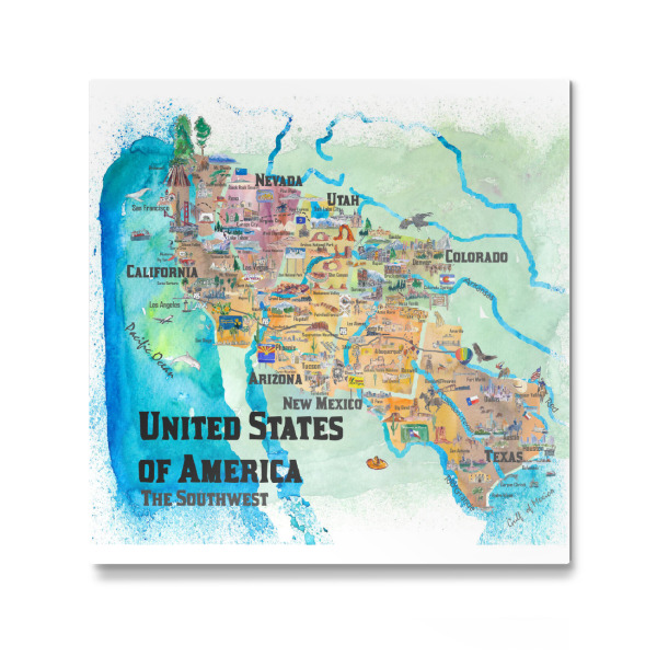 Galerie-Print "USA Southwest States Map" 30x30 cm artboxONE
