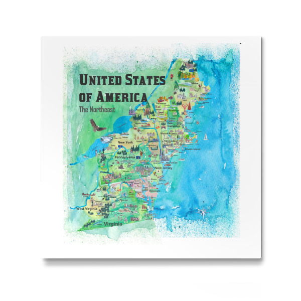 Galerie-Print "USA Northeast States Map" 30x30 cm artboxONE