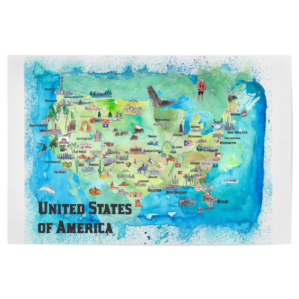 Poster 30x20 cm "USA Continental States Map" artboxONE - Reise,Architektur,Reise / Länder,Kartografie