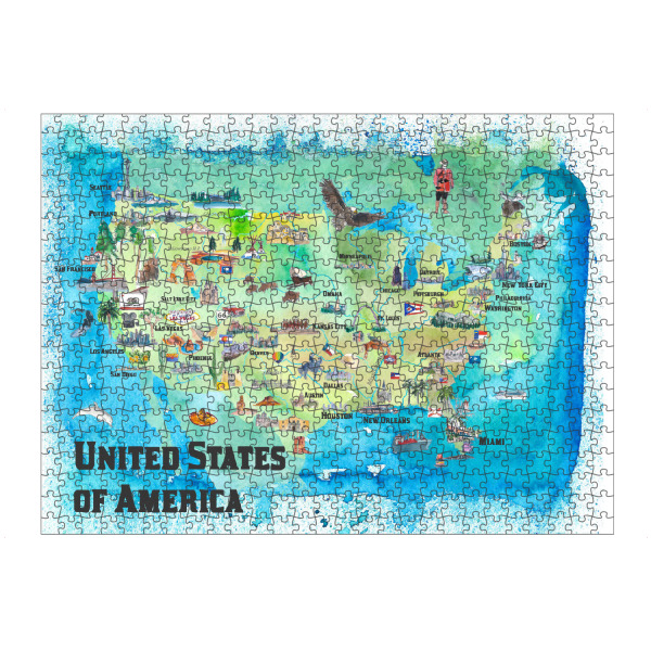 Puzzle Ravensburger "USA Continental States Map" artboxONE - Reise,Architektur,Reise / Länder,Kartografie