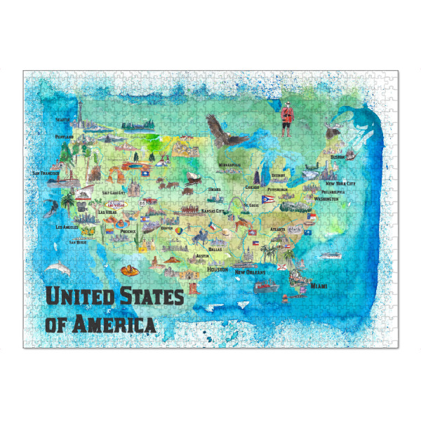 Puzzle Ravensburger "USA Continental States Map" artboxONE - Reise,Architektur,Reise / Länder,Kartografie