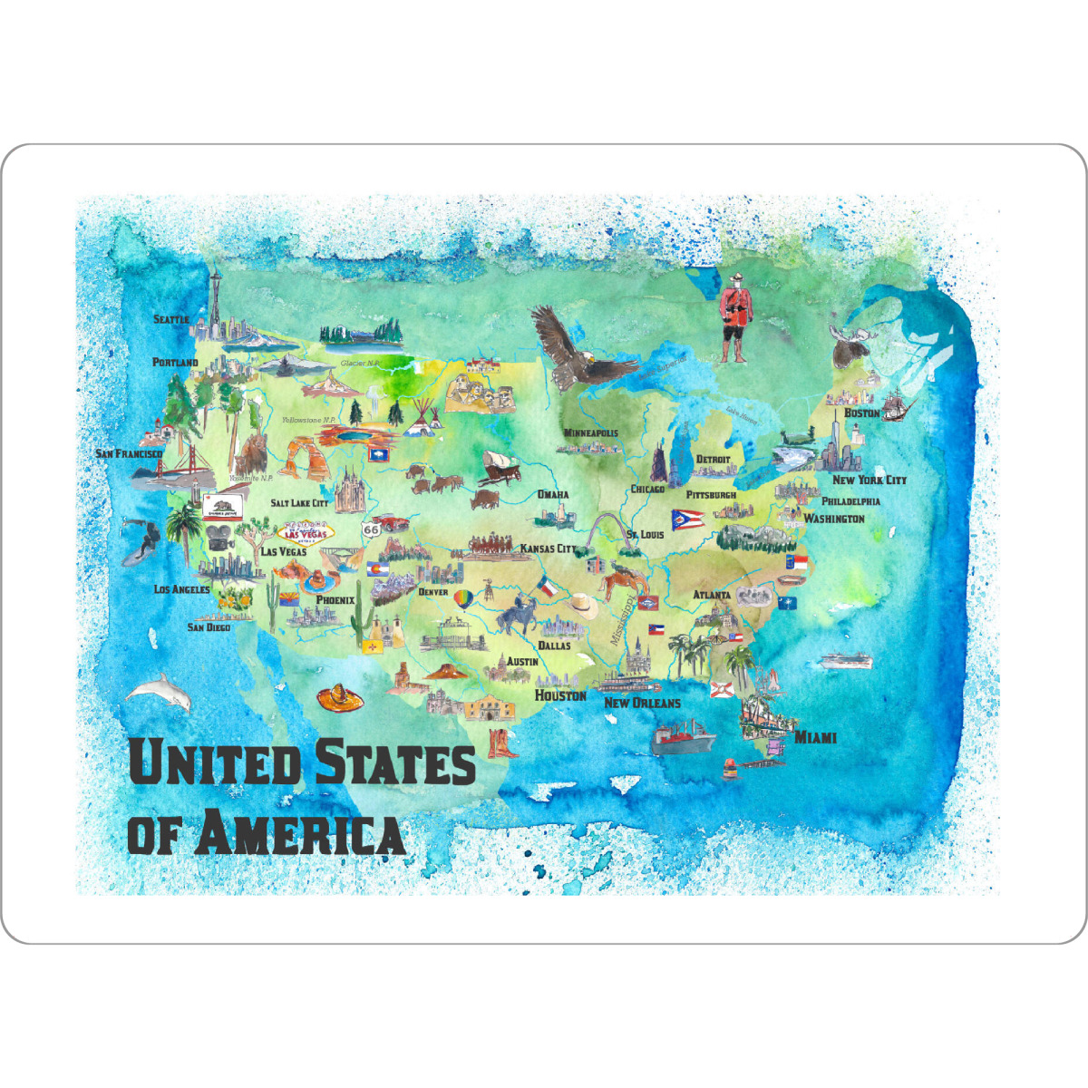 Tischset "USA Continental States Map" artboxONE - Reise,Architektur,Reise / Länder,Kartografie