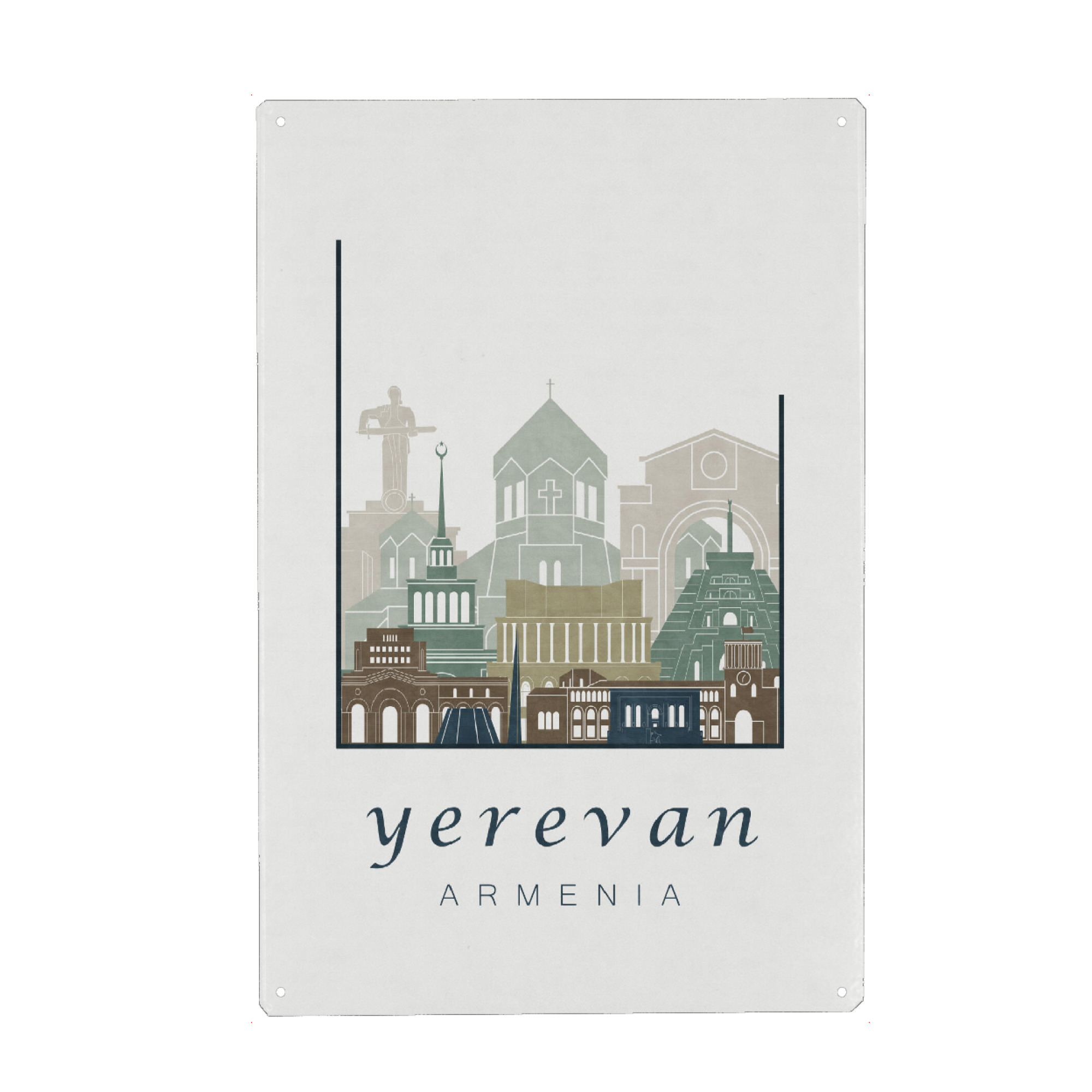 Metall Poster "Yerevan skyline light blue" artboxONE - Städte,Architektur