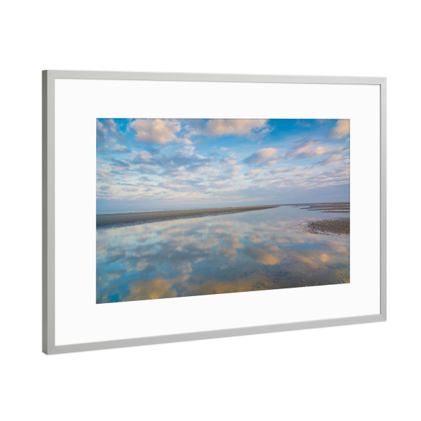 Poster mit Rahmen Silber "Morgen an der Nordsee" artboxONE - Natur