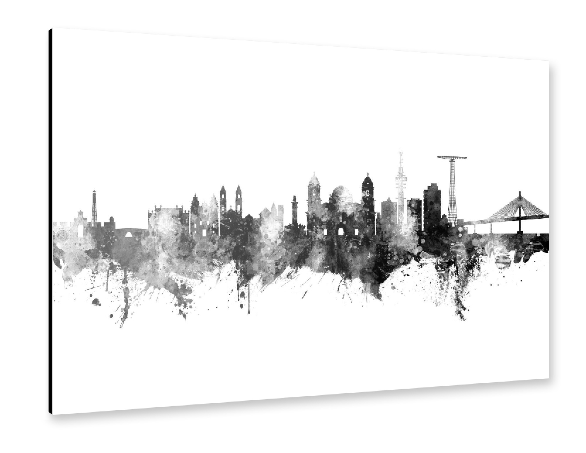 Alu-Dibond "Cádiz Spain Skyline Black" 75x50 cm artboxONE