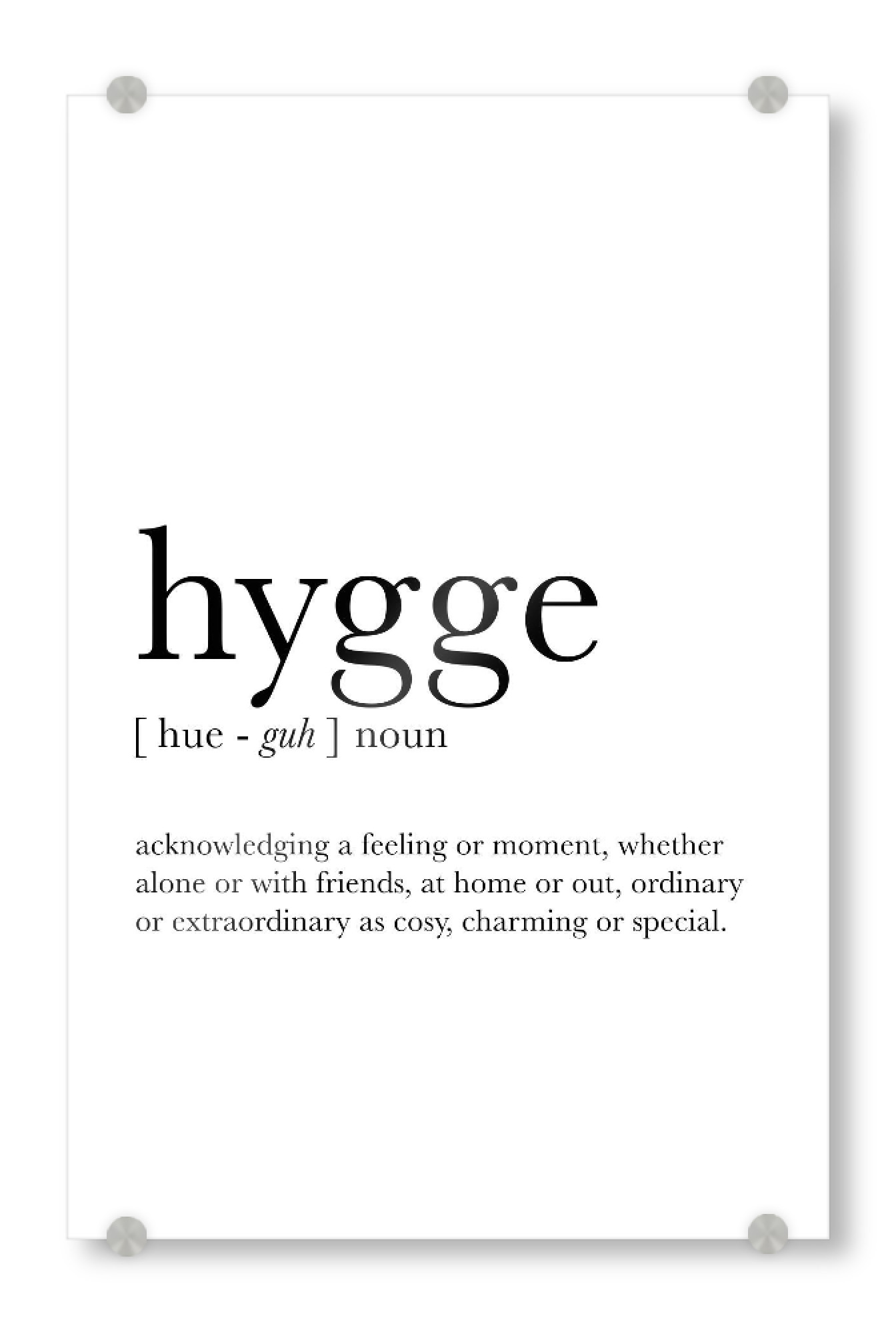 Acrylglasbild "Hygge Definition Black and White" artboxONE - Typografie,Schwarzweiß,Lehrersprüche,Lustig