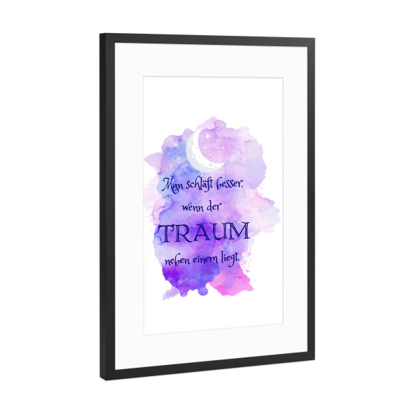 Poster mit Rahmen Schwarz (Metallic) "Der Traum" artboxONE - Typografie