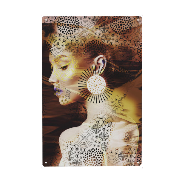 Metall Poster "Woman in circles" artboxONE - Abstrakt,Menschen,Geometrie