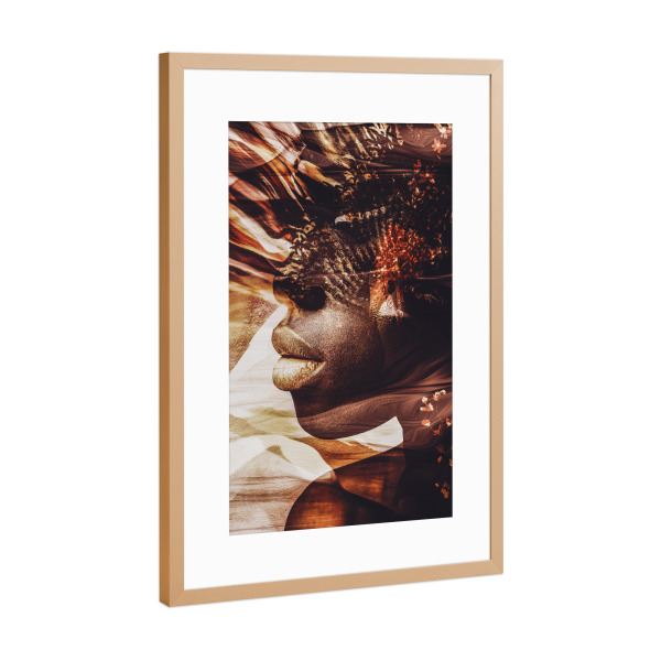 Poster mit Rahmen Kupfer "Floral african beauty" artboxONE - Natur,Floral,Menschen