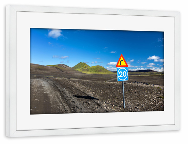 Poster mit Rahmen weiß "Icelandic Traffic" artboxONE - Natur,Reise