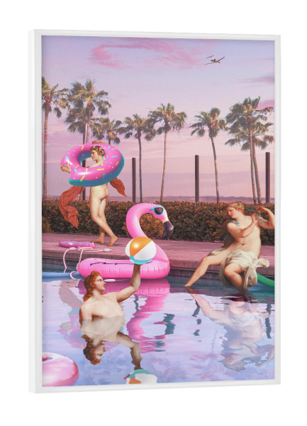 Poster mit weißem Rahmen "VINTAGE POOL PARTY" artboxONE - Menschen,Fiktion,Lustig