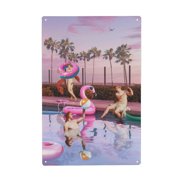 Holzbild "VINTAGE POOL PARTY" artboxONE - Menschen,Fiktion,Lustig