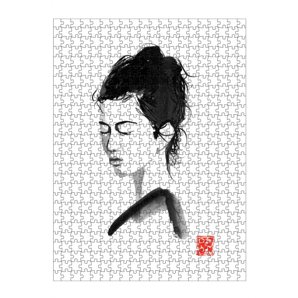 artboxONE Puzzle "Visage woman" artboxONE - Menschen,Schwarzweiß - Woman,Sumie,Japan,Frau,Malerei,Schwarzweiß,Blackandwhite - Bild woman