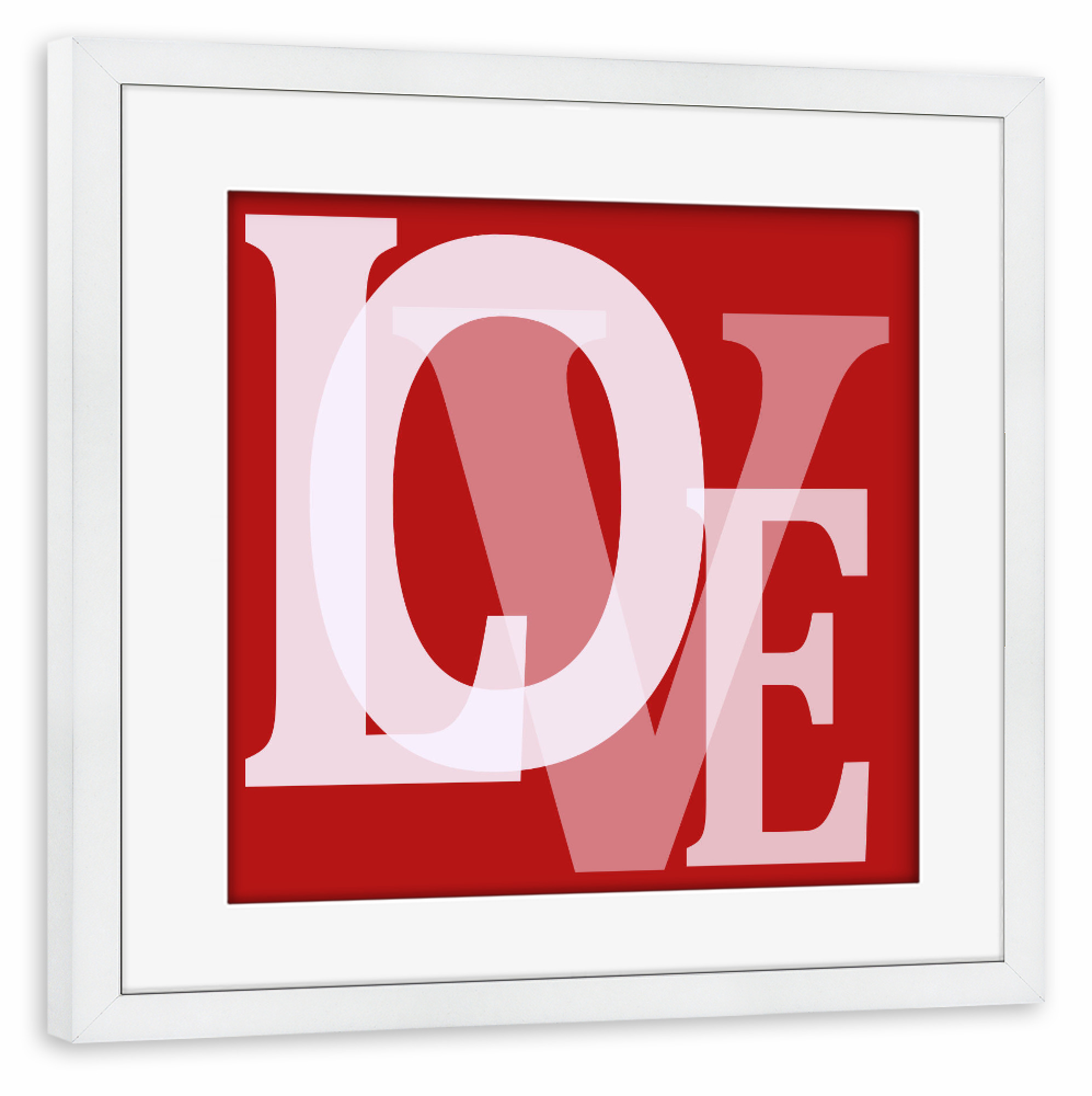 Poster mit Rahmen weiß "Text Of LOVE - Red Heart" artboxONE - Typografie,Liebe,Für Mama