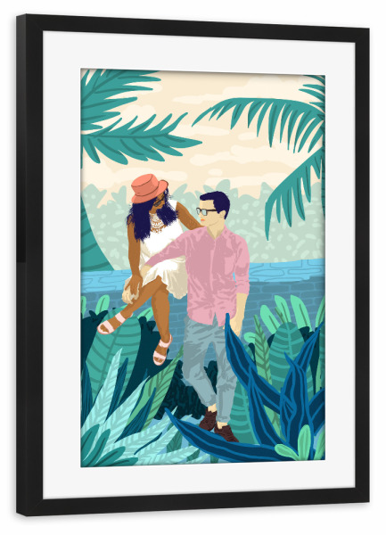 Poster mit Rahmen schwarz "Tropical Romance" artboxONE - Natur,Menschen