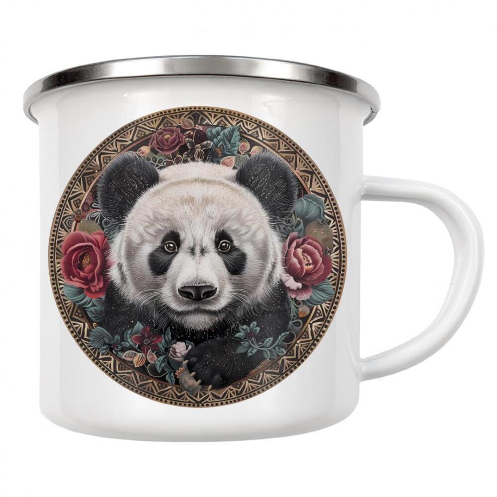 Emaille Tasse "Mandala - Panda" artboxONE - Natur,Tiere,Abstrakt