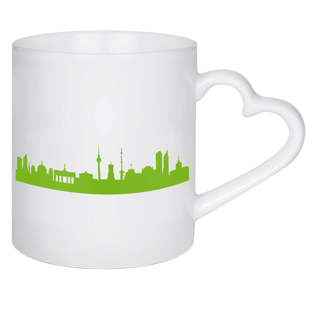 Herztasse "Berlin 01 Skyline Print monochrome green" artboxONE - Städte,Städte / Berlin,Abstrakt,Architektur