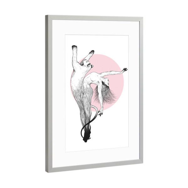 Poster mit Rahmen Silber "Soulmate Panther" artboxONE - Natur,Tiere,Schwarzweiß,Liebe,Für Mama