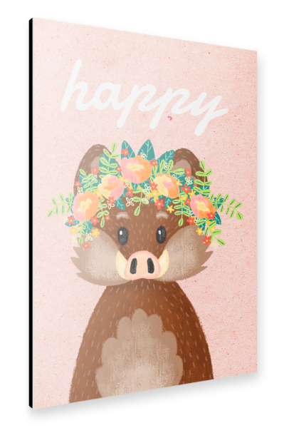 Alu-Dibond "Happy Wildschwein!" 30x20 cm artboxONE