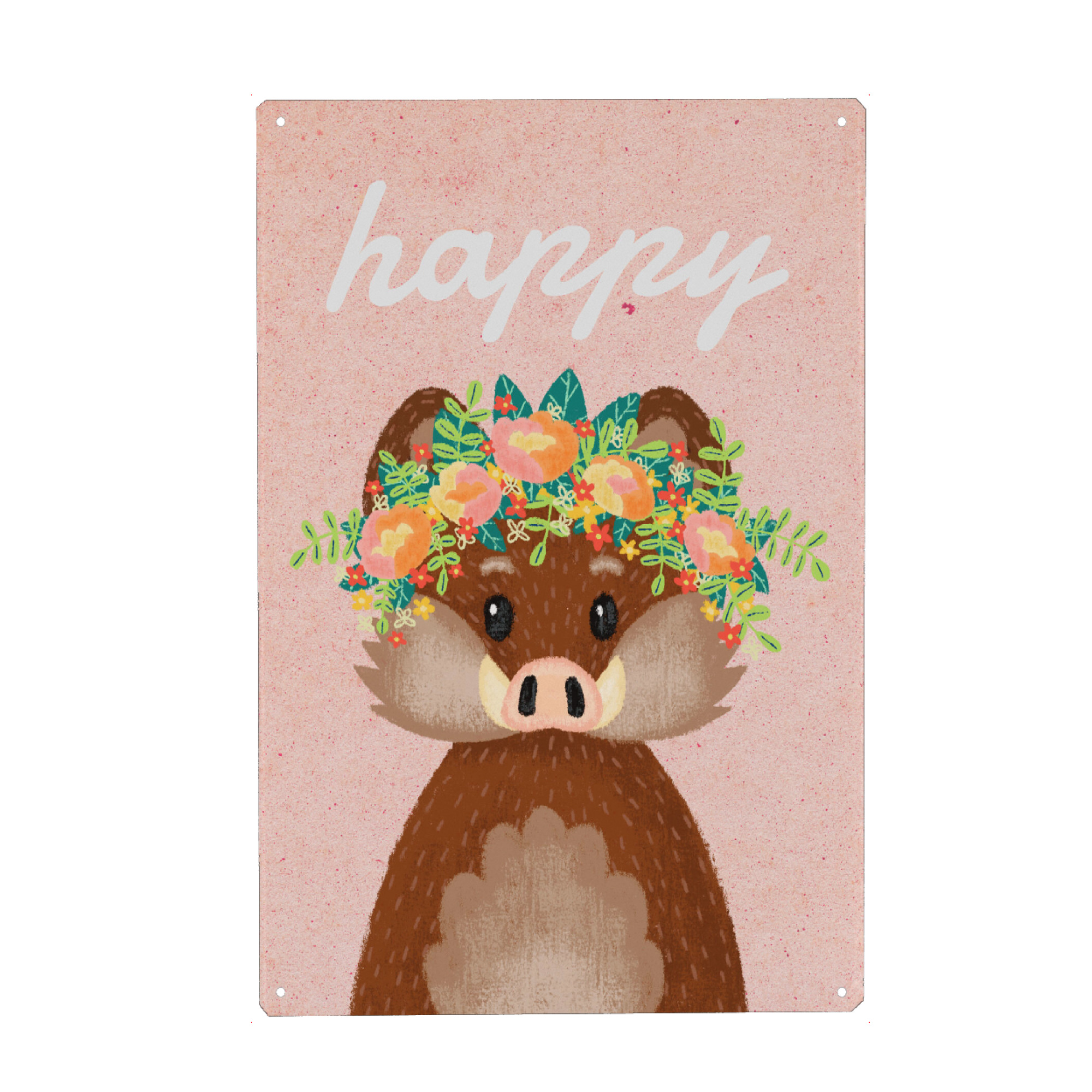 Metall Poster "Happy Wildschwein!" artboxONE - Für Kinder,Tiere