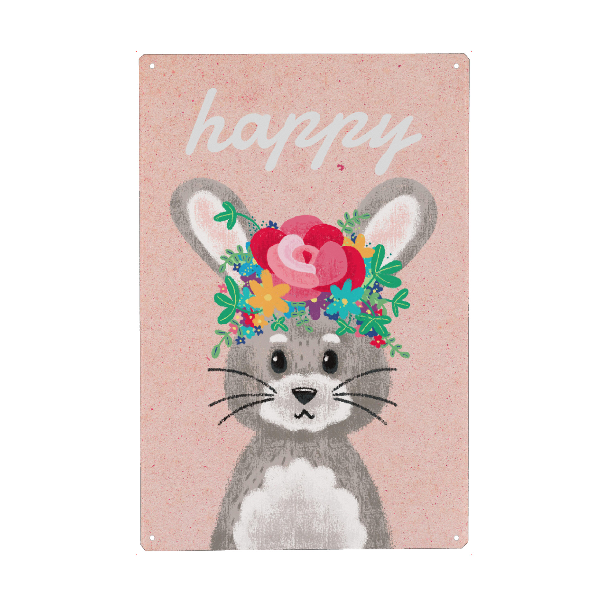 Metall Poster "Happy Hase!" artboxONE - Für Kinder,Tiere