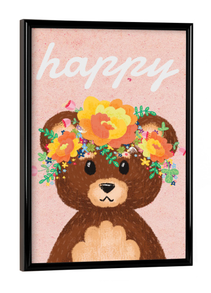 Poster mit schwarzem Rahmen "Happy Bär!" artboxONE - Für Kinder,Tiere