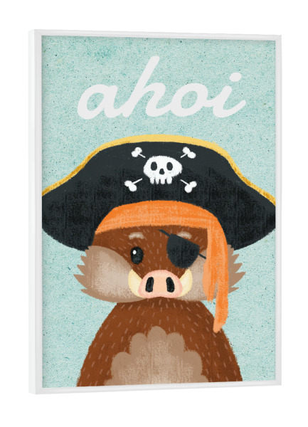Poster mit weißem Rahmen "Ahoi Wildschwein!" artboxONE - Für Kinder,Tiere