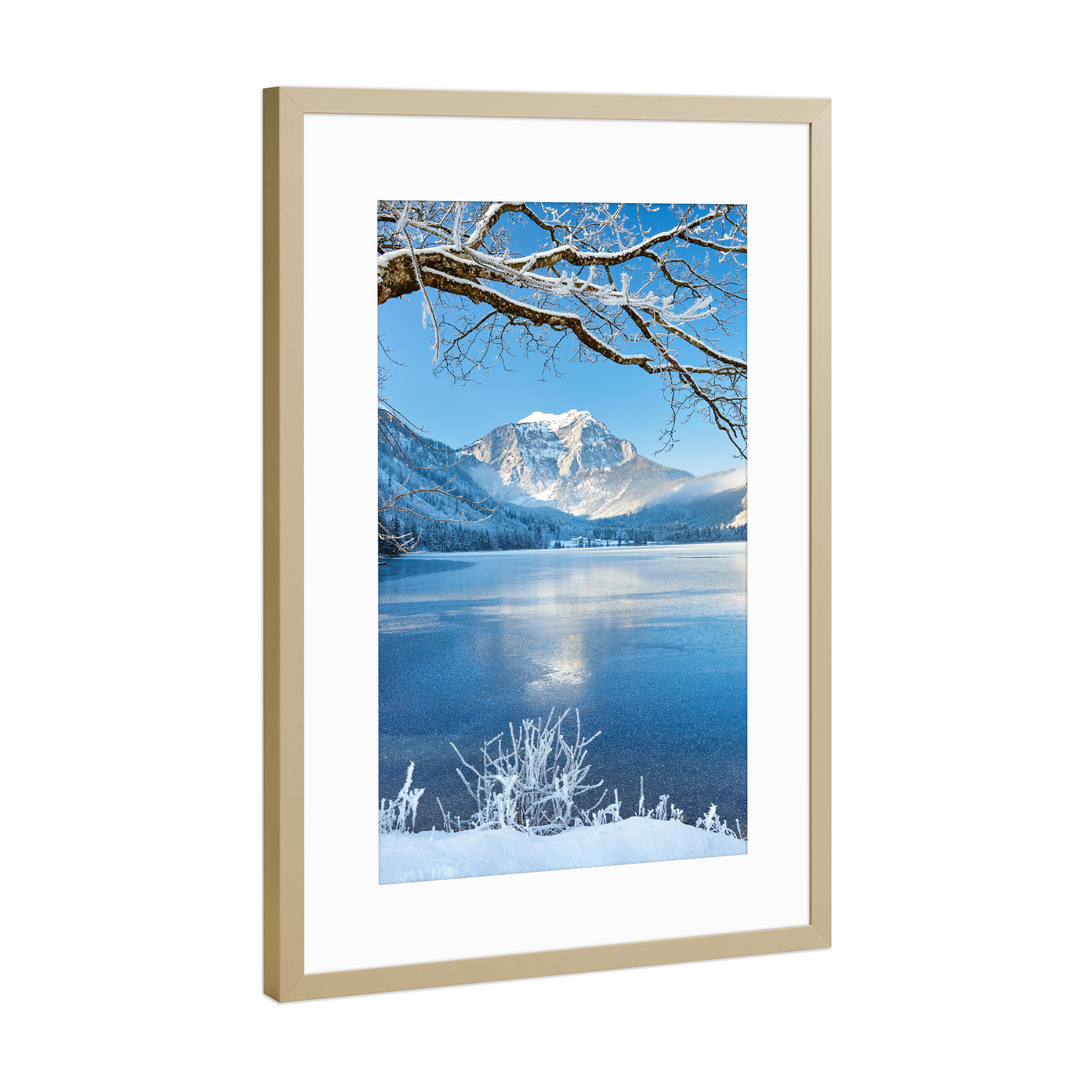 Poster mit Rahmen Gold "Langbathsee in Winterstimmung" artboxONE - Natur,Reise